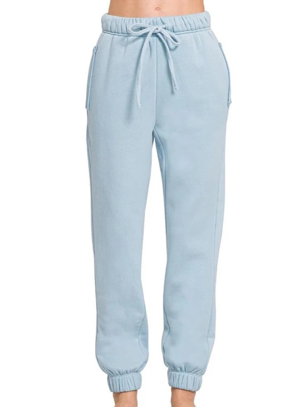 NWOT🩵Zenana Fleece Joggers Blue Gray Small
